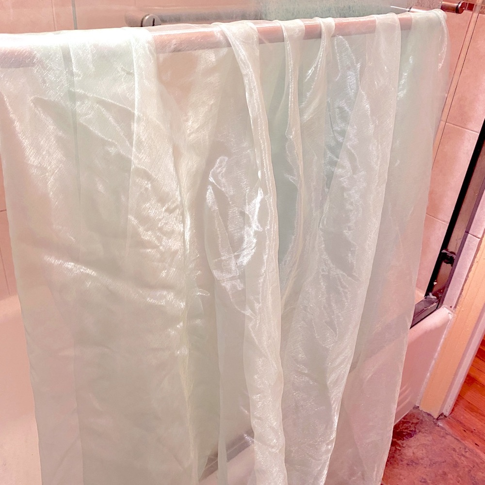 Sea green sheer shower curtain